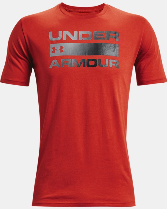 Men's UA Team Issue Wordmark Short Sleeve, Orange, pdpMainDesktop image number 4